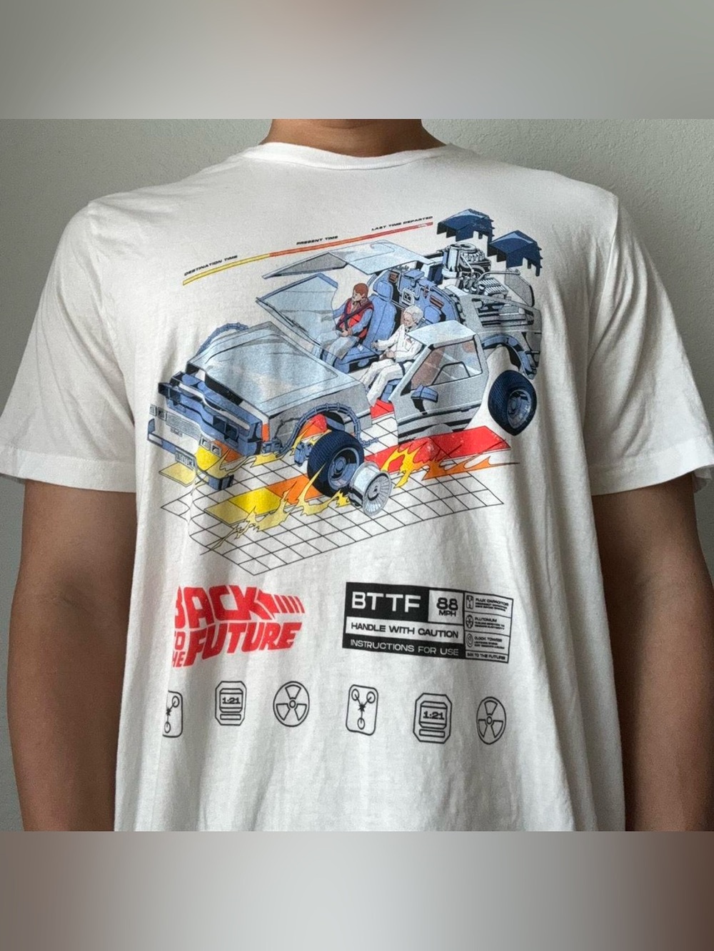 Back to the Future Movie Graphics White Tee Shirt